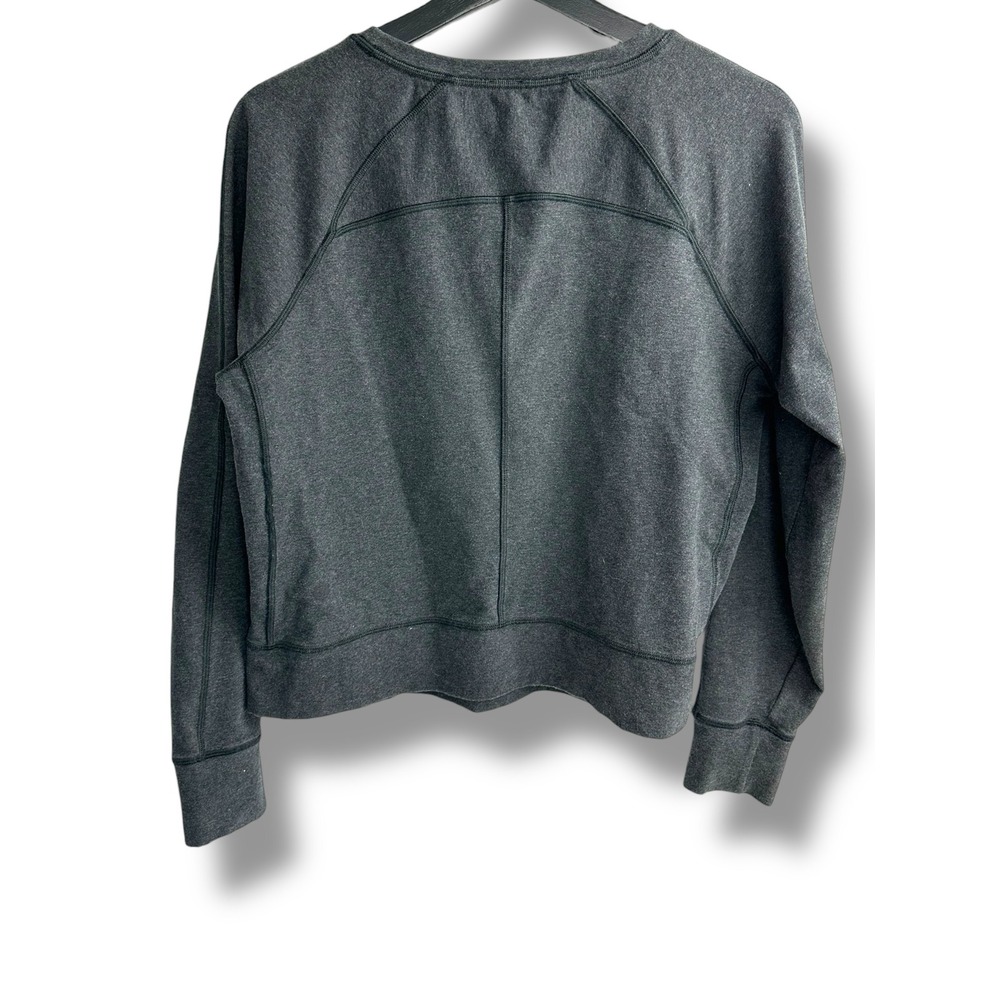Lululemon Womens Heathered Grey Cotton Lycra Script Logo Pullover Sweatshirt 4 - Picture 2 of 8